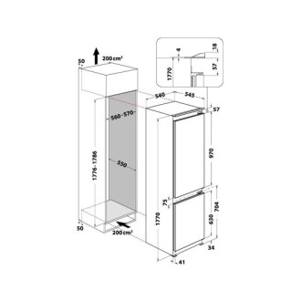 REFRIGERATEUR COMBINE 189L + 79L ENCASTRABLE WHIRLPOOL WHC18D021A1SFRR