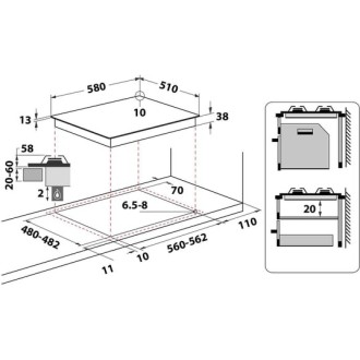TABLE DE CUISSON GAZ INOX WHIRLPOOL TGML660IX