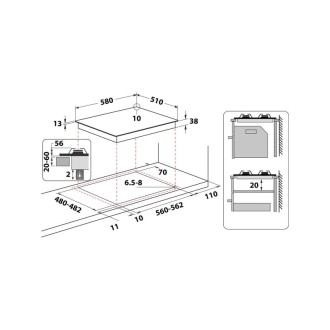PLAQUE DE CUISSON 4 GAZ INOX WHIRLPOOL TKRL650IXR