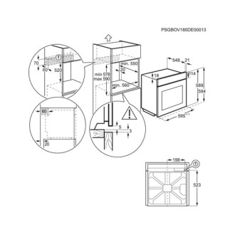 FOUR ENCASTRABLE PYROLYSEINOX CHARNIERE GAUCHE ELECTRLUX EOF6P46LX